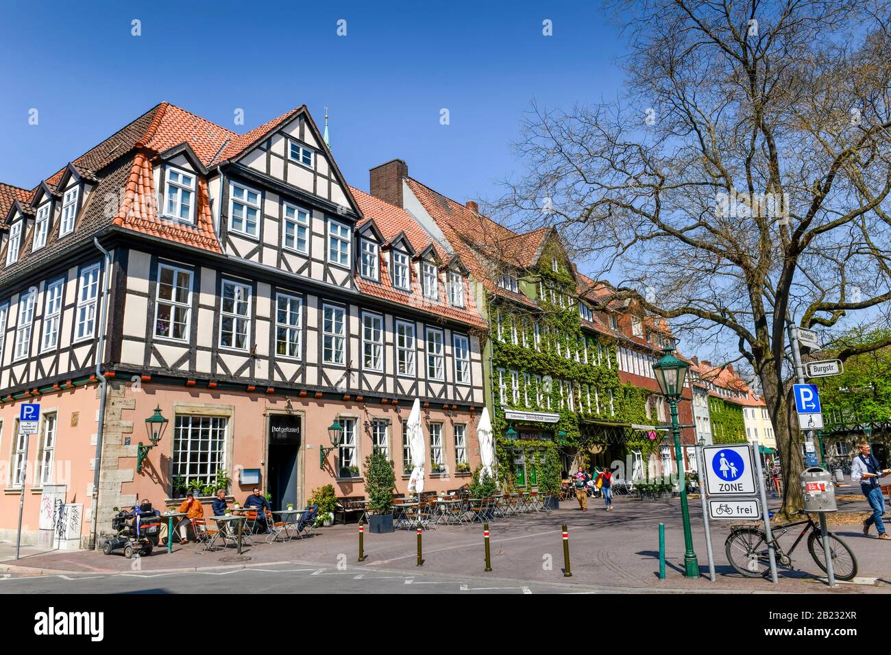 Fachwerkhäuser, Ballhofplatz, Altstadt, Hannover, Niedersachsen, Deutschland Foto Stock