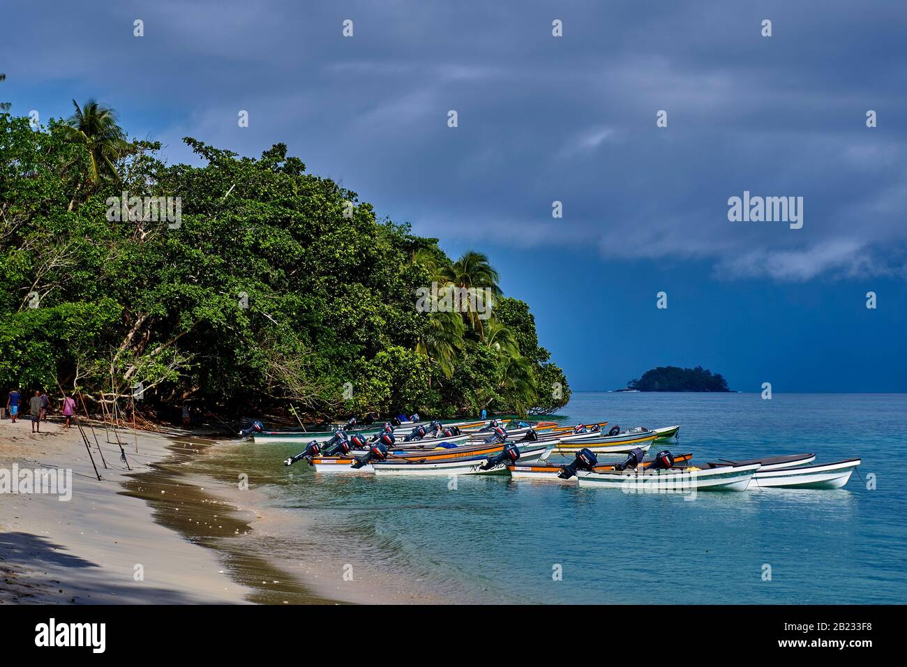 L'Isola Doini si trova nel cuore della Baia di Milne, sulla punta orientale di Papua Nuova Guinea. Questa piantagione è stata originariamente esaminata da un governo sur Foto Stock