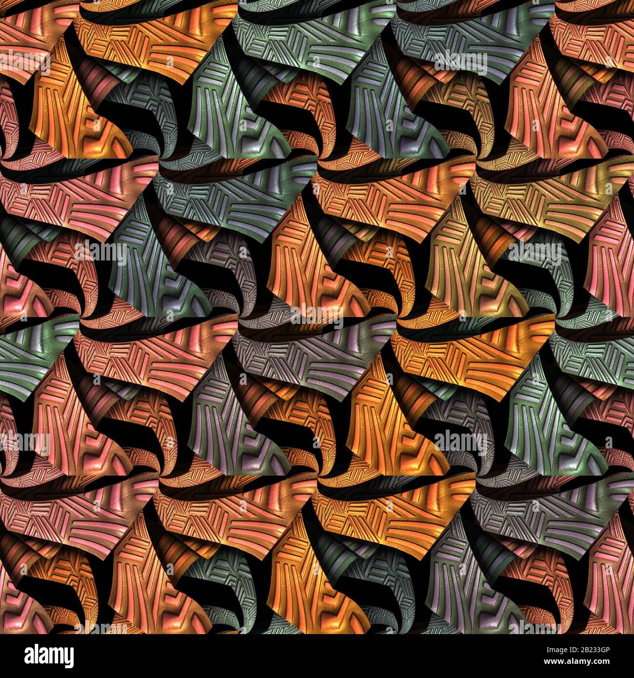 Lussuosa piastrella di sfondo con frattale goffrato in pelle Foto Stock