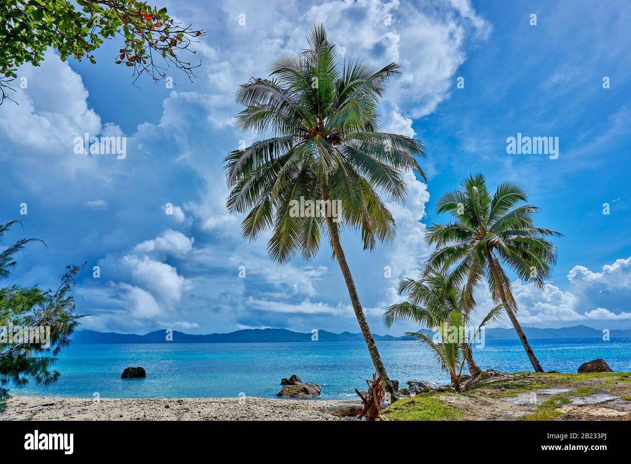 L'Isola Doini si trova nel cuore della Baia di Milne, sulla punta orientale di Papua Nuova Guinea. Questa piantagione è stata originariamente esaminata da un governo sur Foto Stock