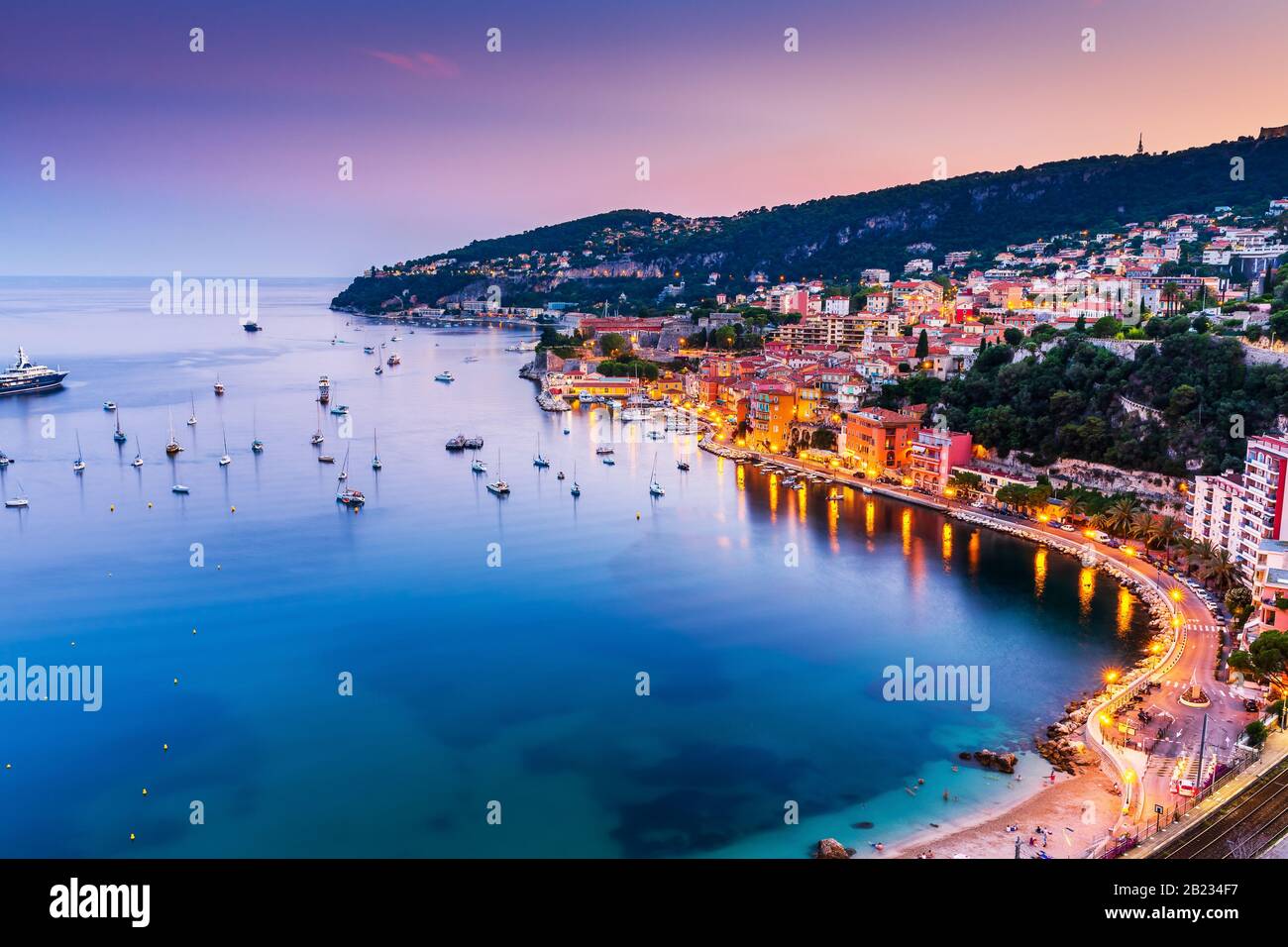 Villefranche Sur Mer, Francia. Località balneare sulla Costa Azzurra o Costa Azzurra. Foto Stock