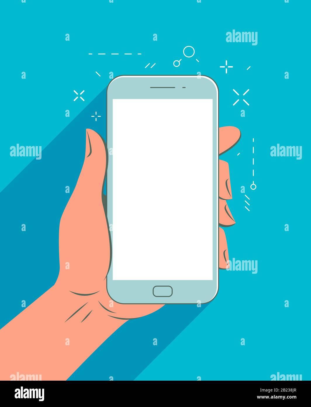 Smartphone in mano. Illustrazione vettoriale dell'app mobile Illustrazione Vettoriale