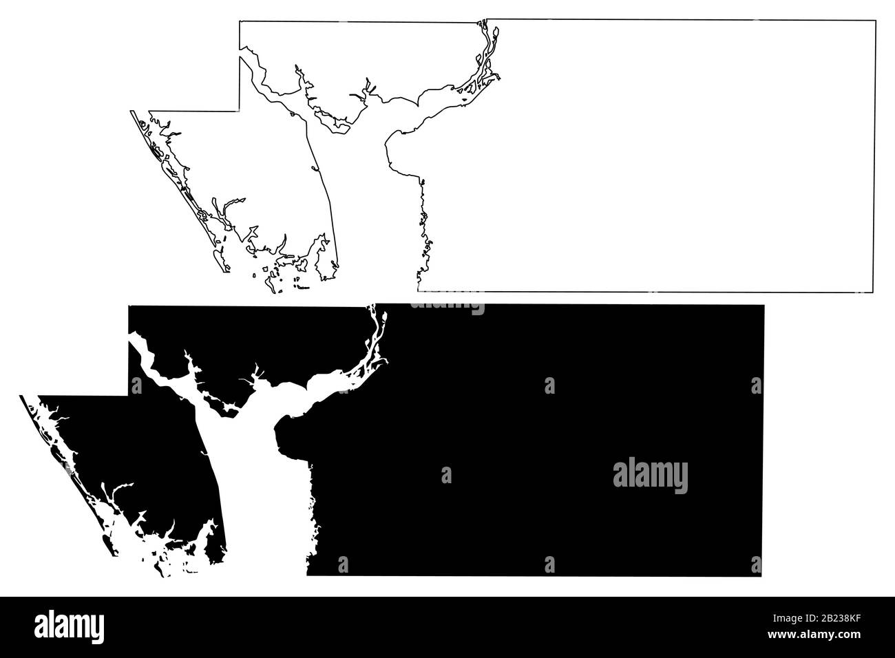 Charlotte County, Florida (contea degli Stati Uniti, Stati Uniti d'America, Stati Uniti, Stati Uniti) mappa vettore illustrazione, tracciare uno schizzo Charlotte mappa Illustrazione Vettoriale