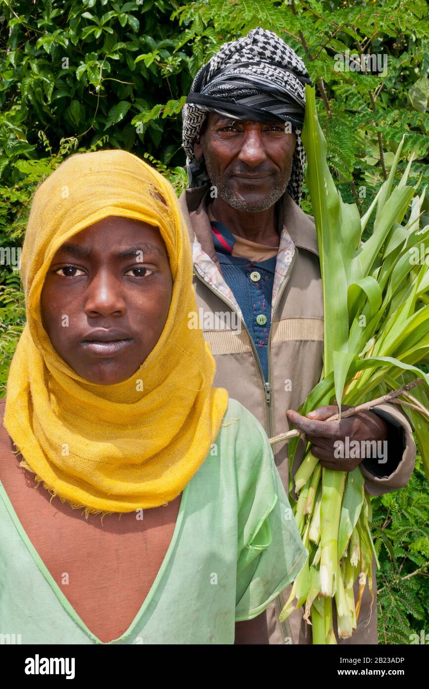 Shashemene Etiopia Africa Alaba tribù ritratto di womanand locale uomo gli agricoltori #9 Foto Stock