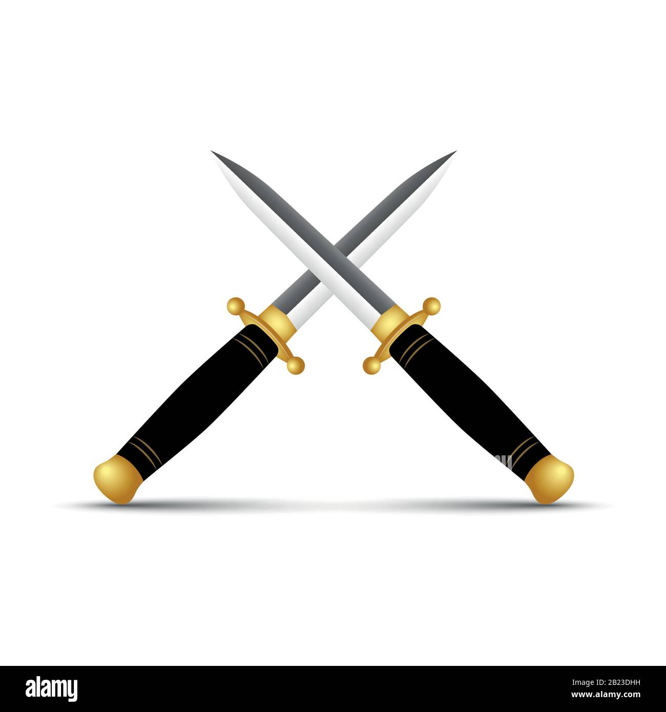 Due coltello pugnale appuntito isolato su sfondo bianco illustrazione vettoriale EPS10 Illustrazione Vettoriale
