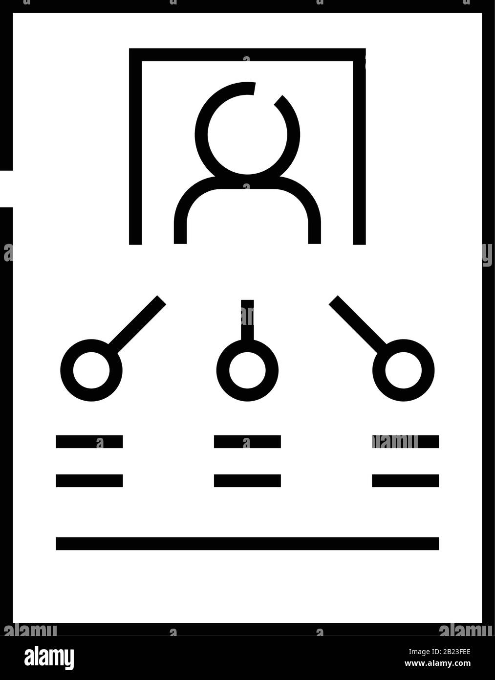 Icona della linea di responsabilità personale, simbolo del concetto, illustrazione del vettore del contorno, simbolo lineare. Illustrazione Vettoriale