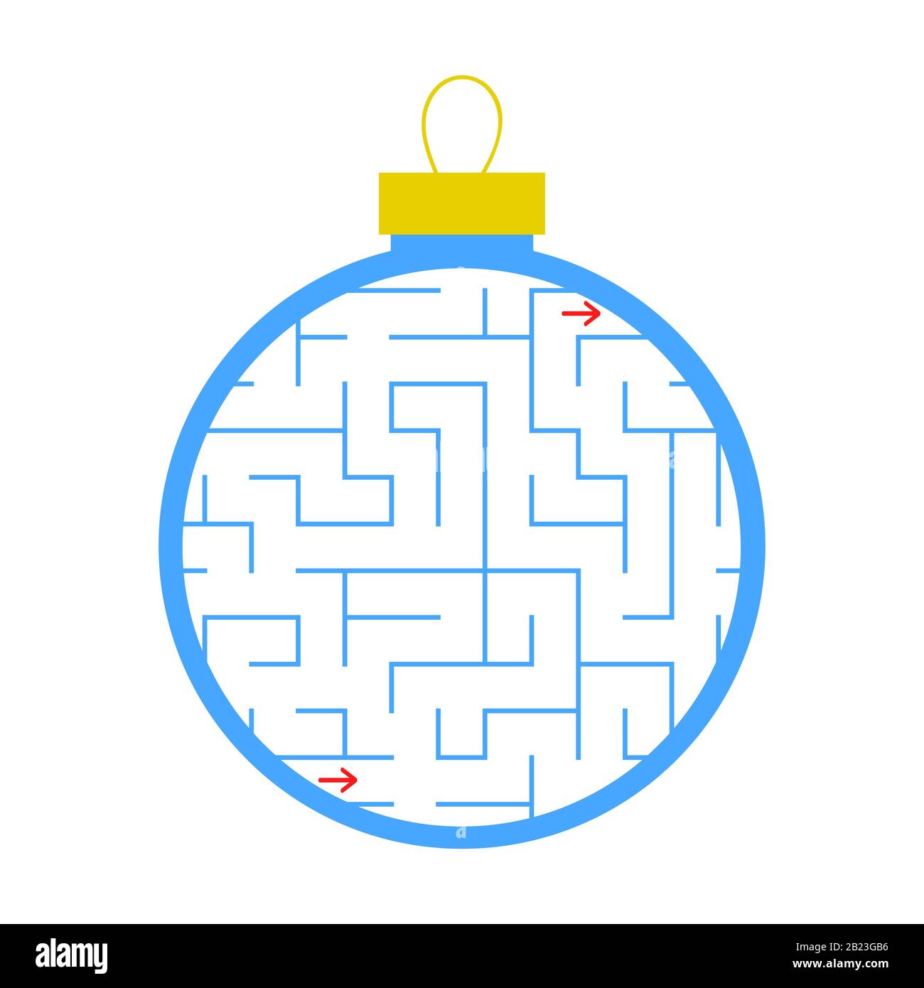 Labirinto. Giocattolo albero di Natale. Semplice immagine vettoriale piatta isolata su sfondo bianco Illustrazione Vettoriale
