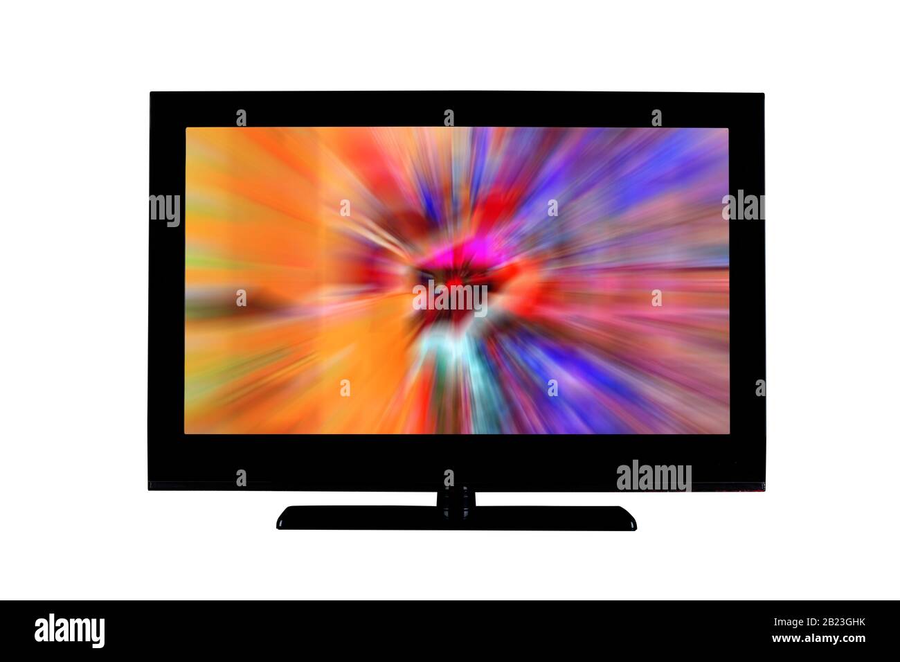 Monitor full hd o TV con digital glitch, distorsioni sullo schermo isolato su sfondo bianco Foto Stock