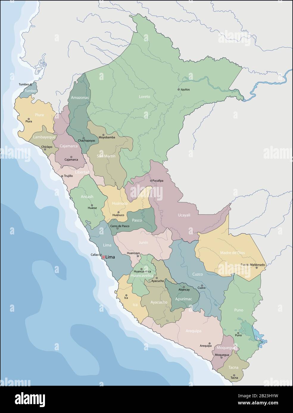 Divisione amministrativa della Repubblica del Perù Illustrazione Vettoriale