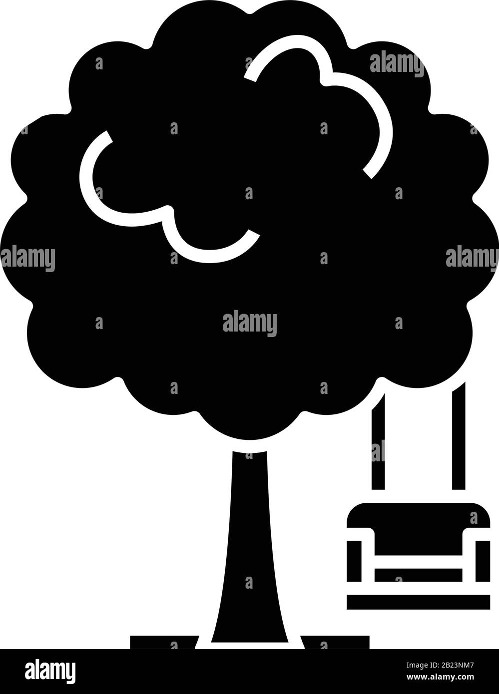 Icona nera dell'albero gerden, illustrazione concettuale, simbolo piatto vettoriale, simbolo glifo. Illustrazione Vettoriale