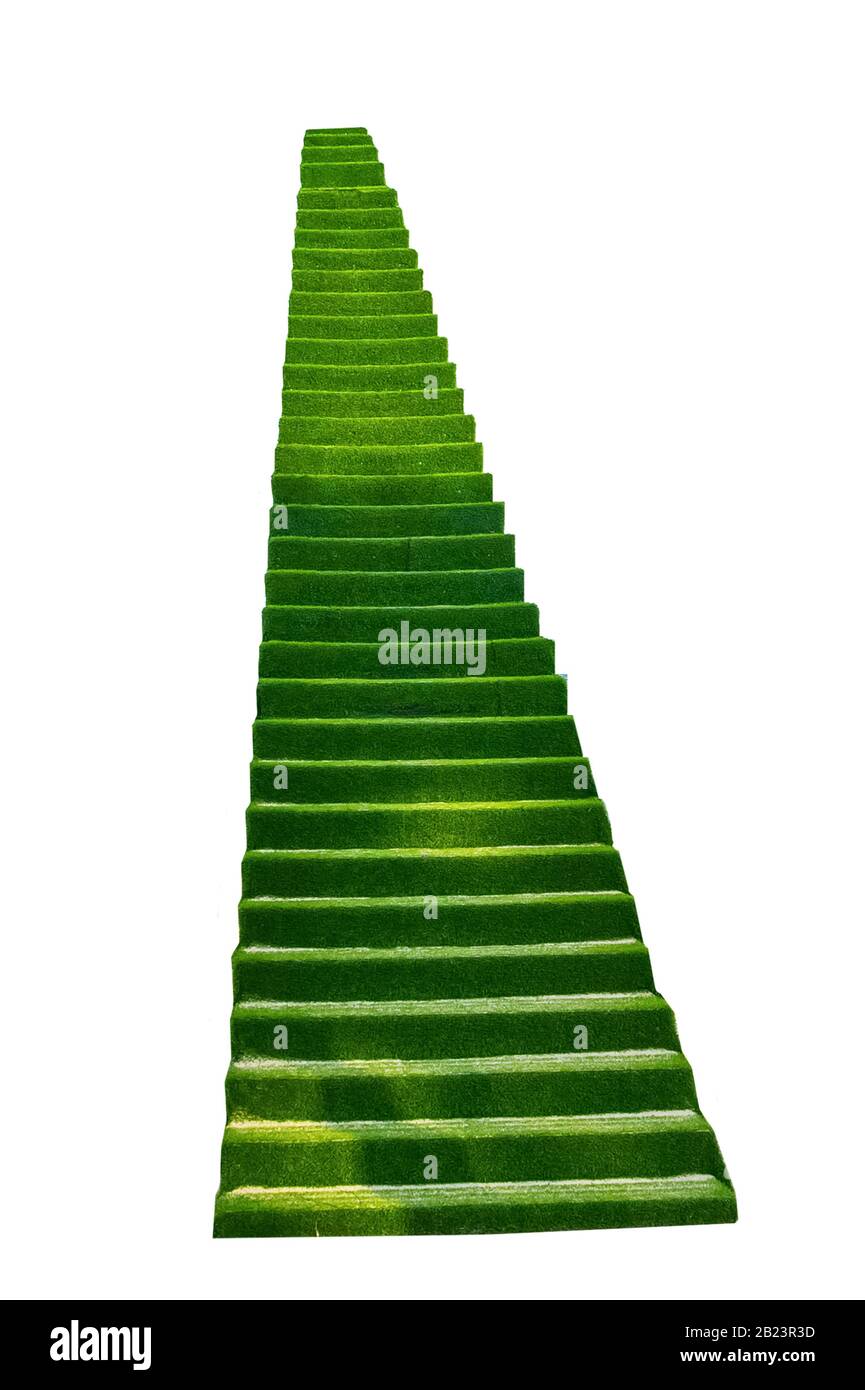 Scala verde per il cielo, scenario, photozone sulla spiaggia, in un disastro ambientale su Phu Quoc in Vietnam. Foto Stock