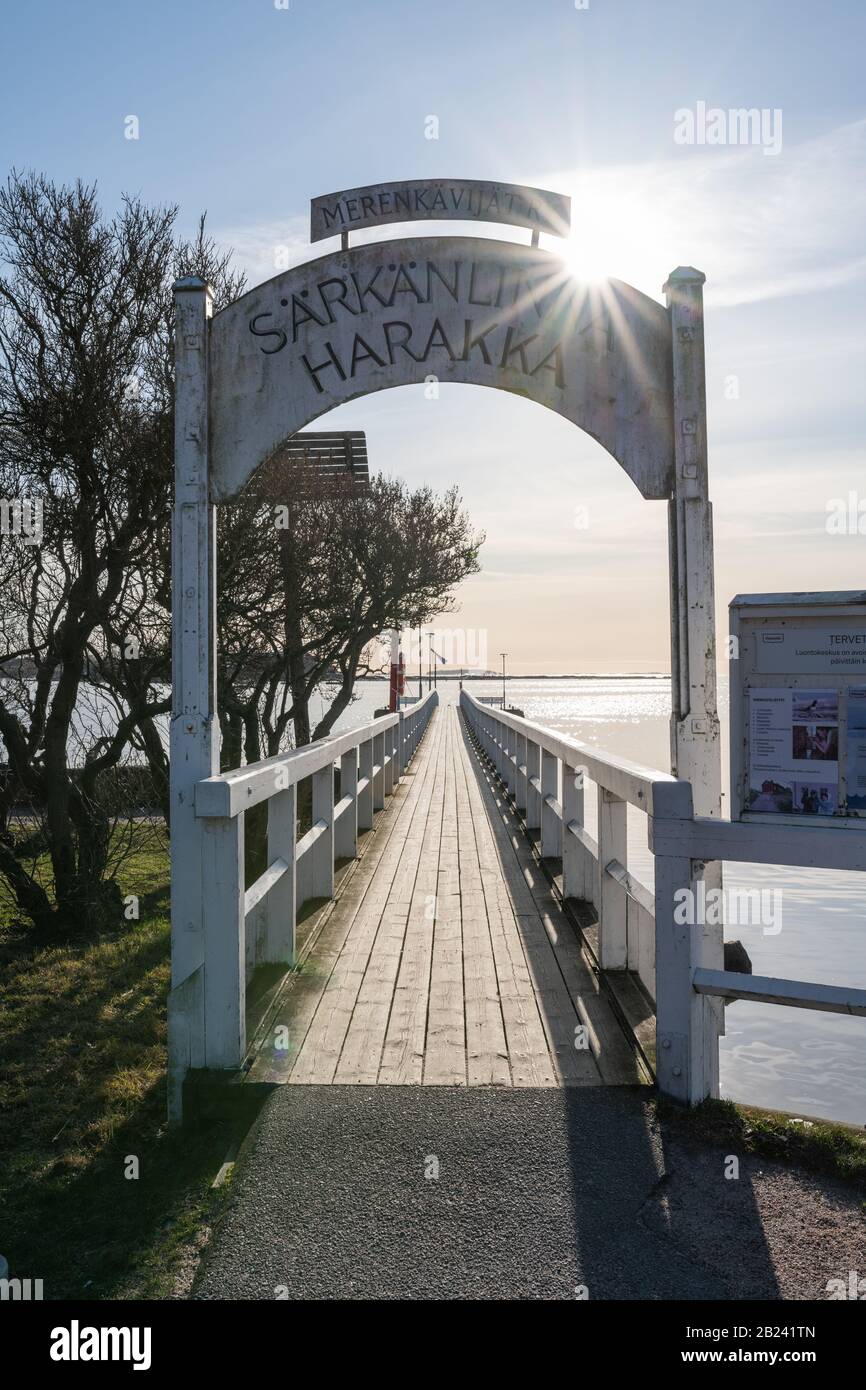 Il molo del porto di Särkänlinna, Helsinki Foto Stock