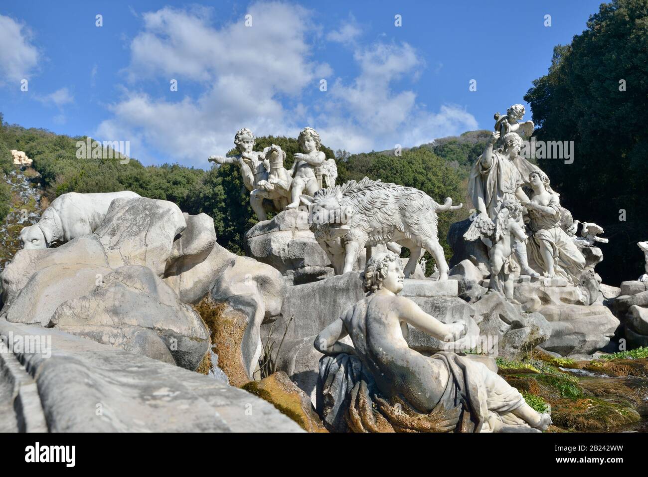 Reggia di Caserta (Fontana di Venere e Adone - Gaetano Salomone), Patrimonio dell'Umanità dell'UNESCO - Campania, Italia, Europa Foto Stock