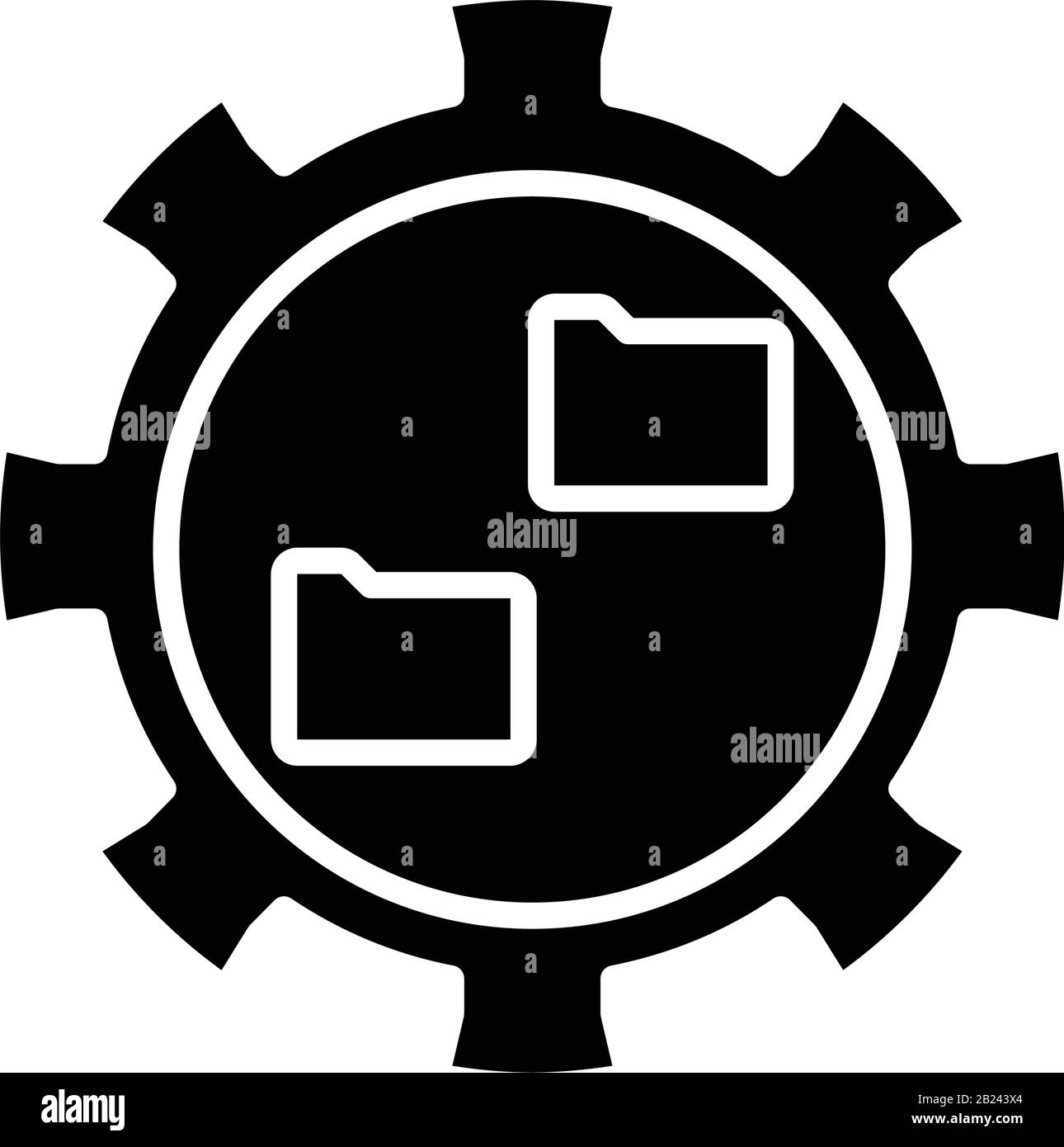 Icona nera di sincronizzazione dei file, illustrazione concettuale, simbolo piatto vettoriale, simbolo glifo. Illustrazione Vettoriale