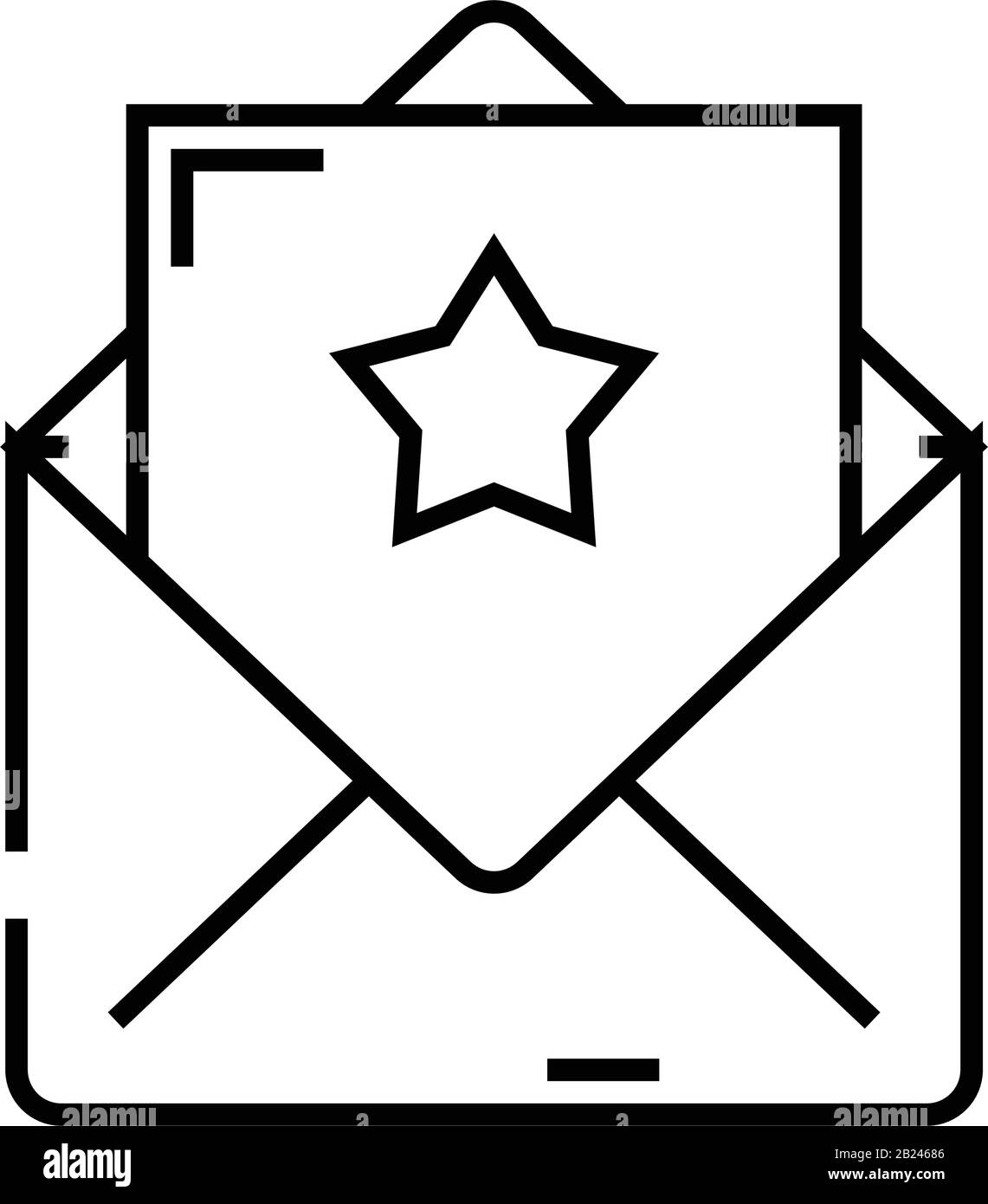 Ricezione dell'icona della riga della lettera, del simbolo del concetto, dell'illustrazione del vettore del contorno, del simbolo lineare. Illustrazione Vettoriale