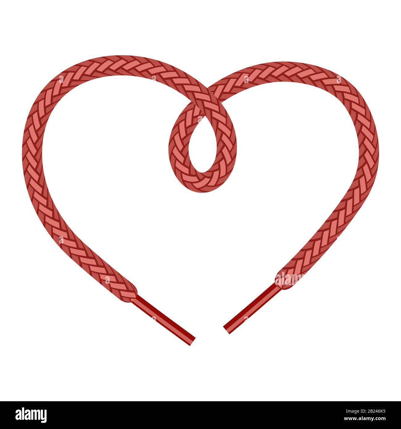 Red Shoelace Su Sfondo Bianco. Simbolo Del Cuore Illustrazione Vettoriale