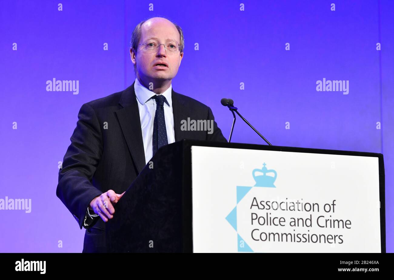 Londra, Regno Unito. 27th febbraio 2020. Sir Philip Rutnam ha parlato all'APCC & NPCC (capi della polizia), al vertice del partenariato congiunto al QE11 Conference Center di Westminster, Londra, giovedì 27 febbraio 2020. Sir Philip Rutnam si dimise oggi come Segretario permanente presso l'Ufficio nazionale e intende rivendicare un licenziamento costruttivo da parte del governo. Credito: Simon Hadley / Alamy Foto Stock