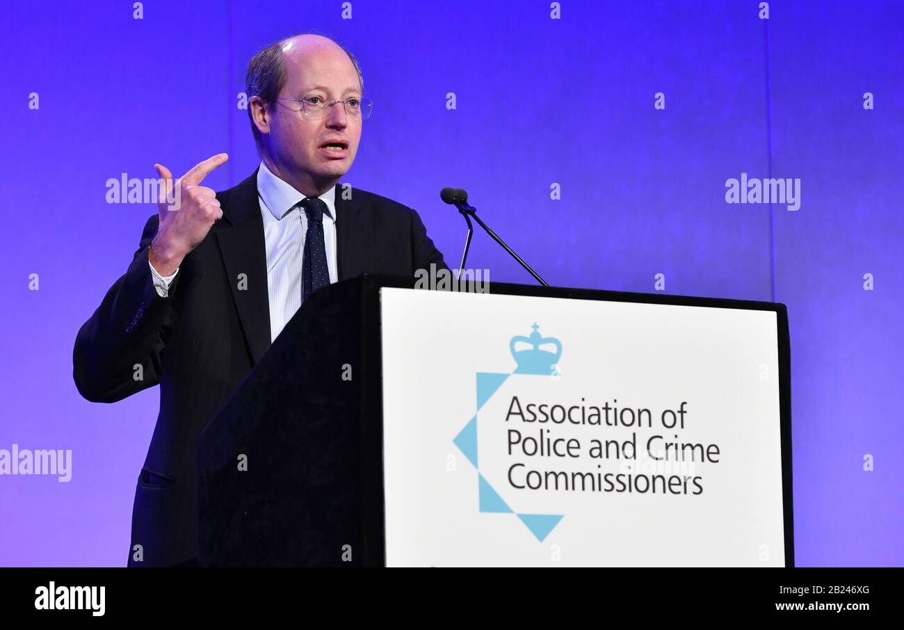Londra, Regno Unito. 27th febbraio 2020. Sir Philip Rutnam ha parlato all'APCC & NPCC (capi della polizia), al vertice del partenariato congiunto al QE11 Conference Center di Westminster, Londra, giovedì 27 febbraio 2020. Sir Philip Rutnam si dimise oggi come Segretario permanente presso l'Ufficio nazionale e intende rivendicare un licenziamento costruttivo da parte del governo. Credito: Simon Hadley / Alamy Foto Stock