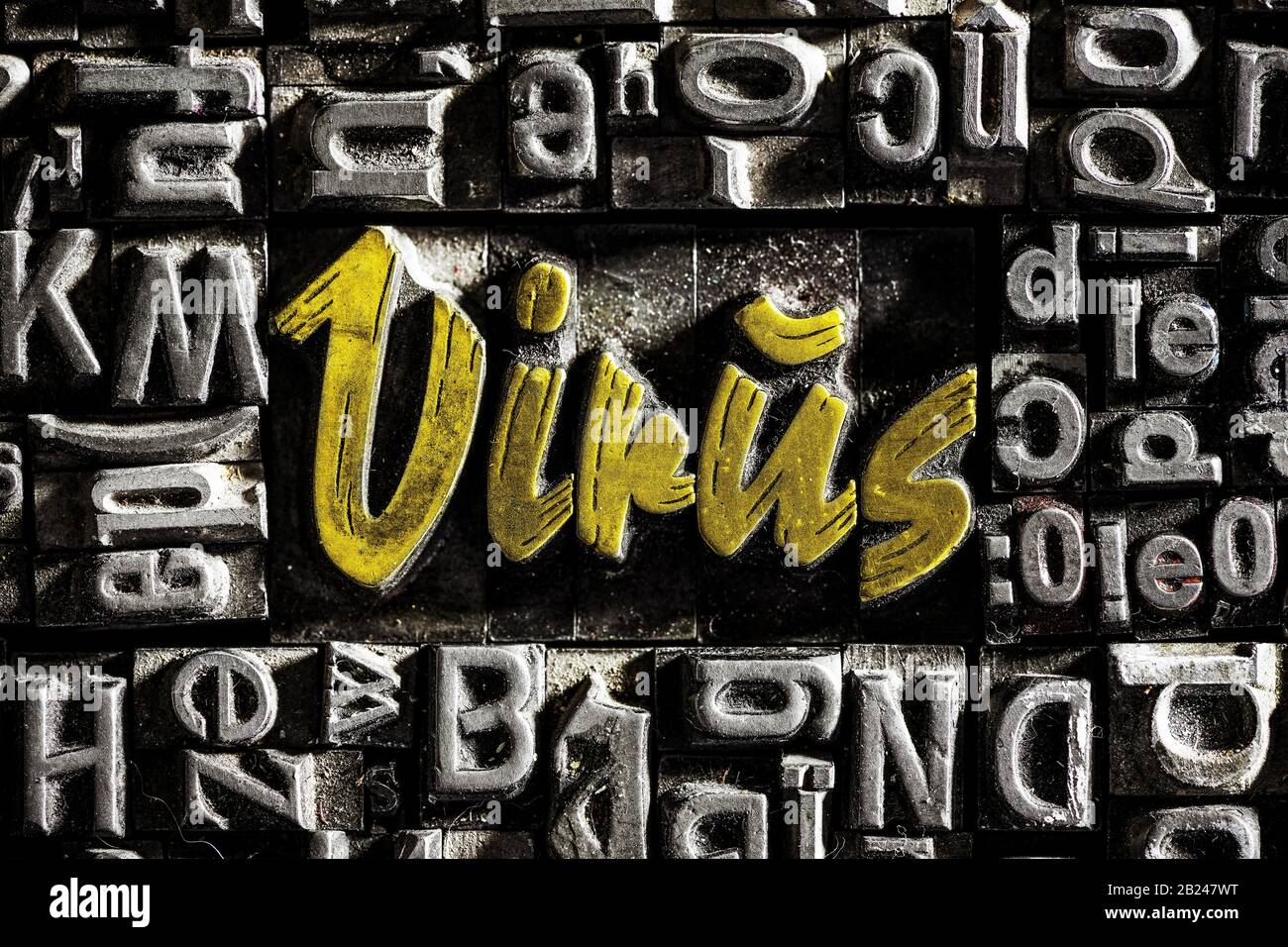 Il tipo di lead mostra la parola virus Foto Stock