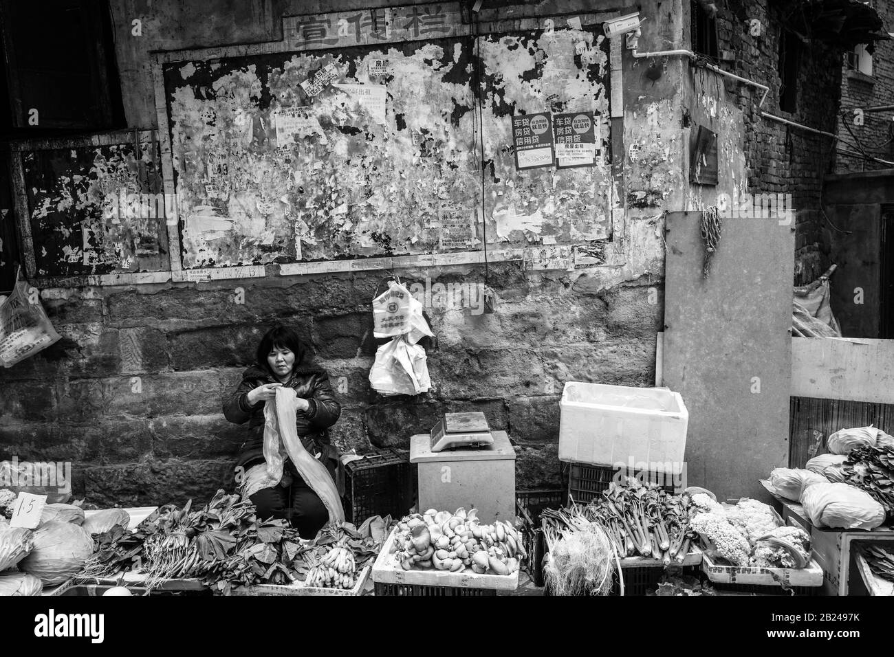 Mercato tradizionale nel centro di Chongqing, Cina Foto Stock