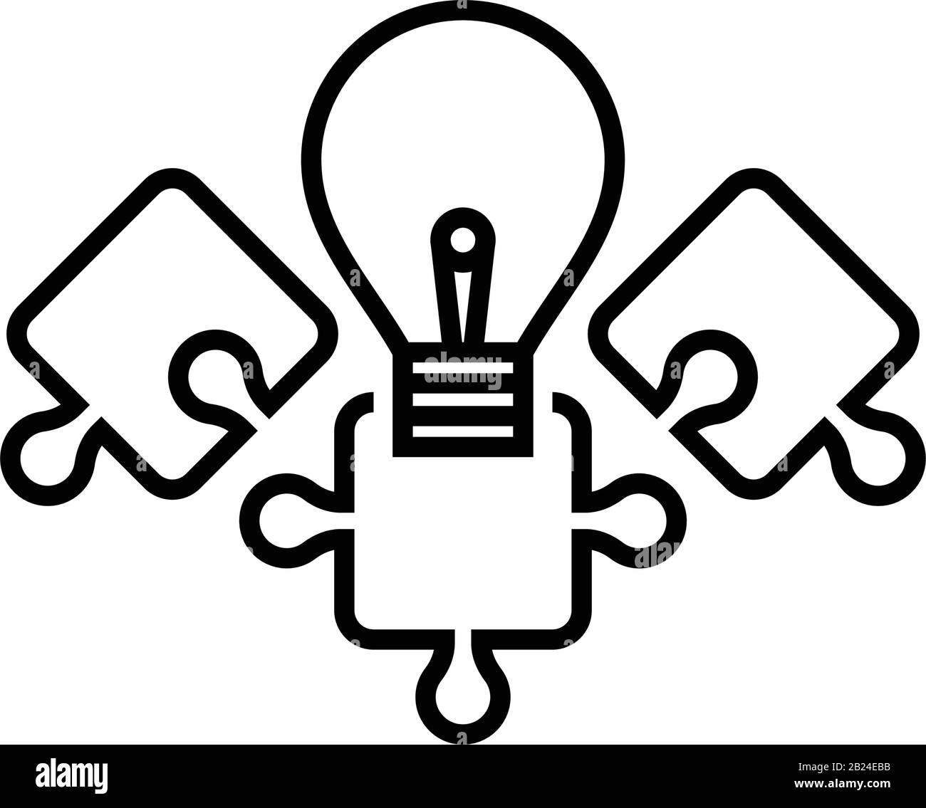 Puzzle brainstorm icona di linea, concept sign, illustrazione vettoriale contorno, simbolo lineare. Illustrazione Vettoriale
