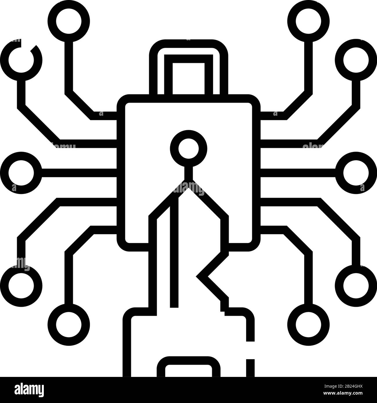 Icona della linea di selezione della password, simbolo concettuale, illustrazione del vettore contorni, simbolo lineare. Illustrazione Vettoriale