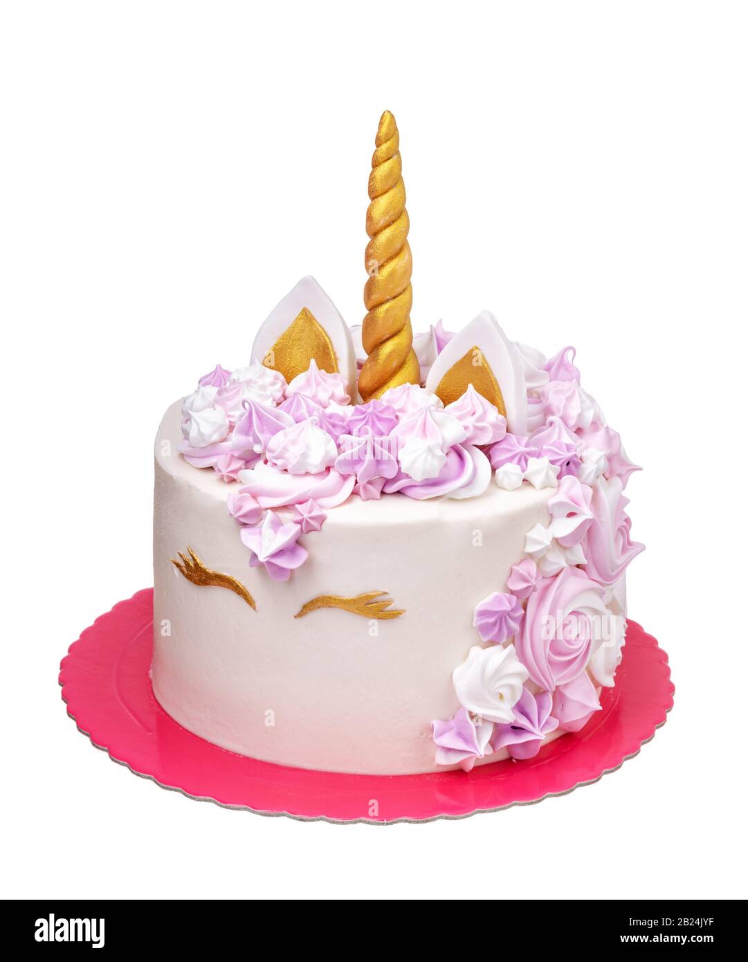 Torta decorativa sul tema dell'unicorno il compleanno di una ragazza Foto Stock