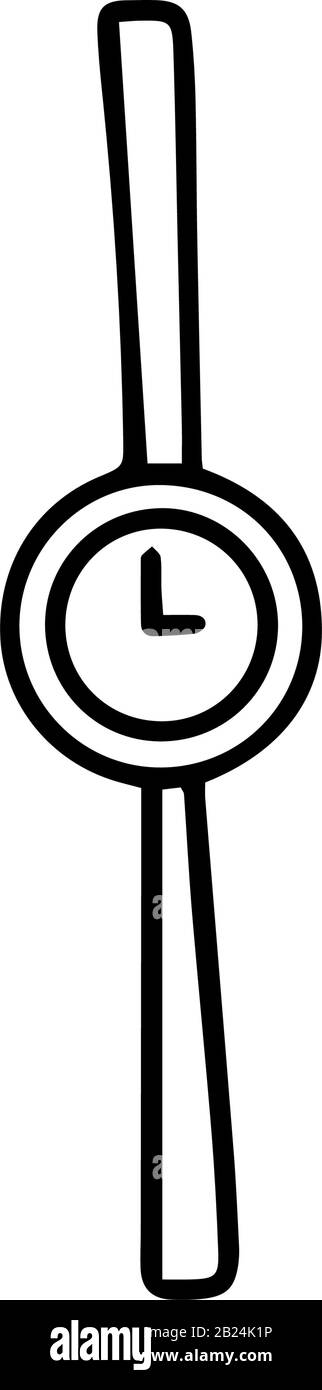 Orologio da polso in stile doodle isolato su sfondo bianco.icona del segno.illustrazione del contorno vettoriale.Utilizzabile come icona o simbolo.elemento decorativo.disegnato A Mano Illustrazione Vettoriale