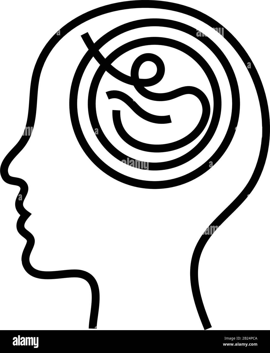 Icona della linea mentale produttiva, simbolo concettuale, illustrazione vettoriale del contorno, simbolo lineare. Illustrazione Vettoriale