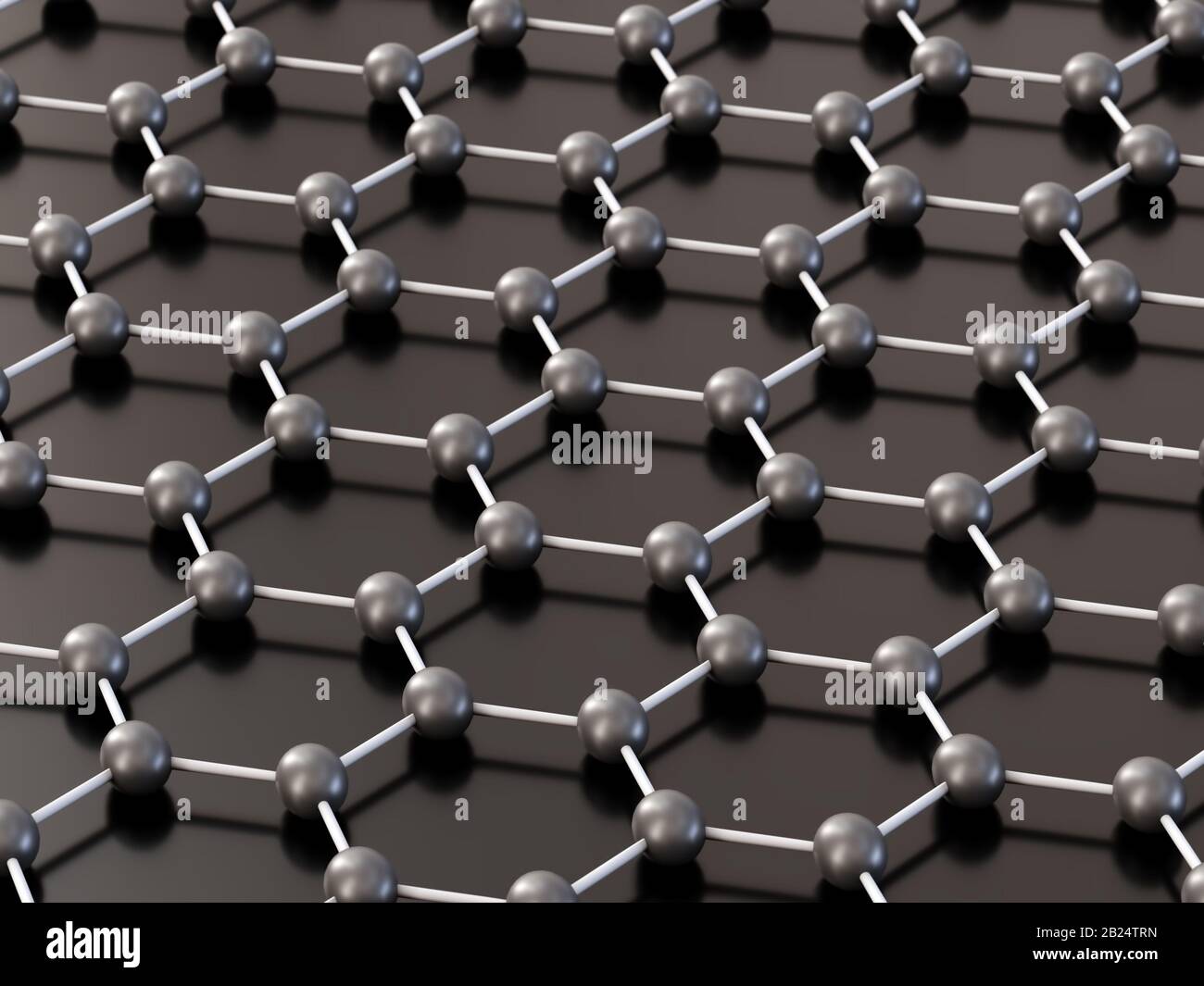 3D rendering di grafene struttura molecolare - esagonale forma geometrica Foto Stock