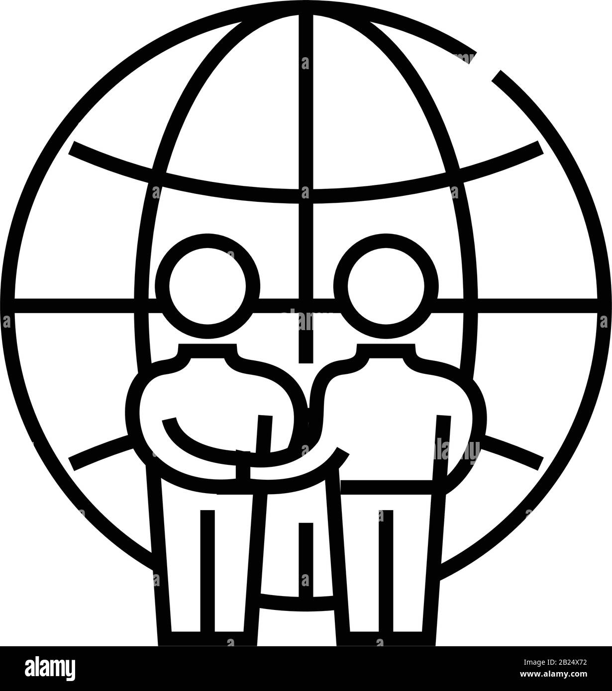 Icona della linea di relazioni di partnership, simbolo di concetto, illustrazione del vettore di contorno, simbolo lineare. Illustrazione Vettoriale