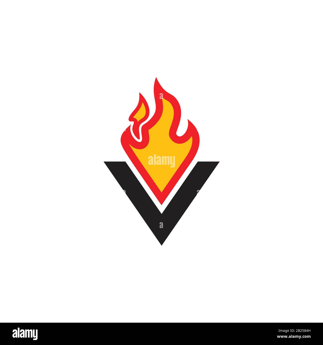 lettera v flame fire semplice vettore di logo di movimento Illustrazione Vettoriale