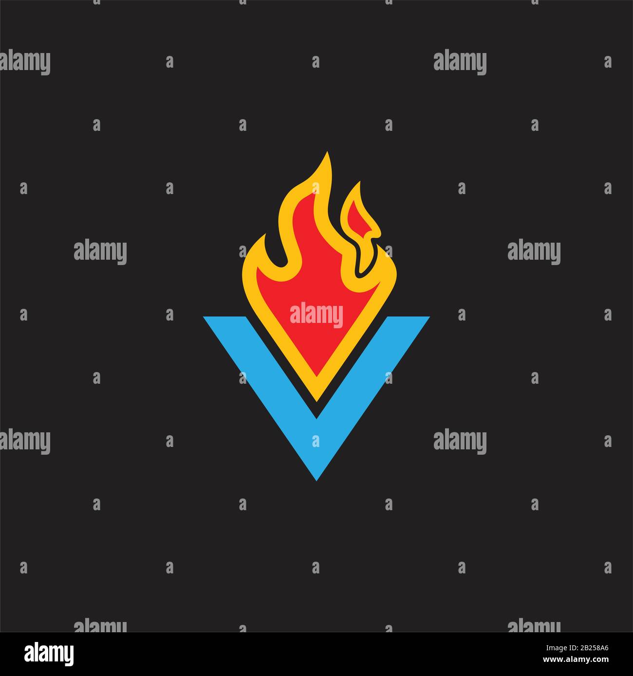lettera v flame fire semplice vettore di logo di movimento Illustrazione Vettoriale