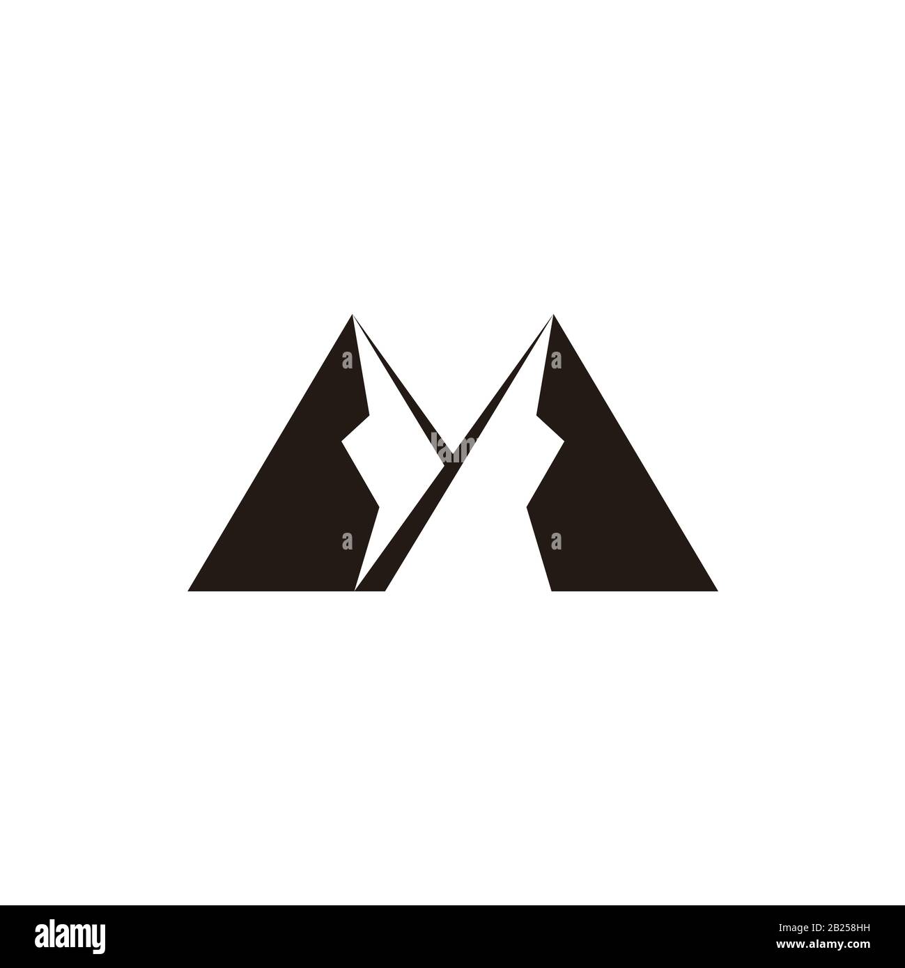 simbolo di montagna geometrico semplice vettore di logo spazio negativo Illustrazione Vettoriale