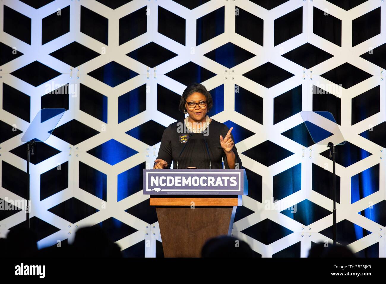 Charlotte, Stati Uniti. 29th Feb, 2020. Berna Rhodes Ford parla alla Blue NC Celebration all'Hilton Charlotte University Place Hotel il 29 febbraio 2020 a Charlotte, North Carolina. Credito: Il Photo Access/Alamy Live News Foto Stock