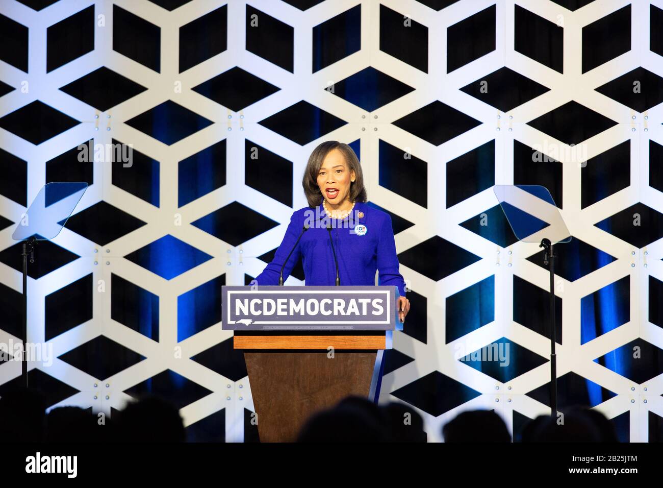 Charlotte, Stati Uniti. 29th Feb, 2020. Delaware Congresswoman, Lisa Blunt Rochester, parla al Blue NC Celebration all'Hilton Charlotte University Place Hotel il 29 febbraio 2020 a Charlotte, North Carolina. Credito: Il Photo Access/Alamy Live News Foto Stock