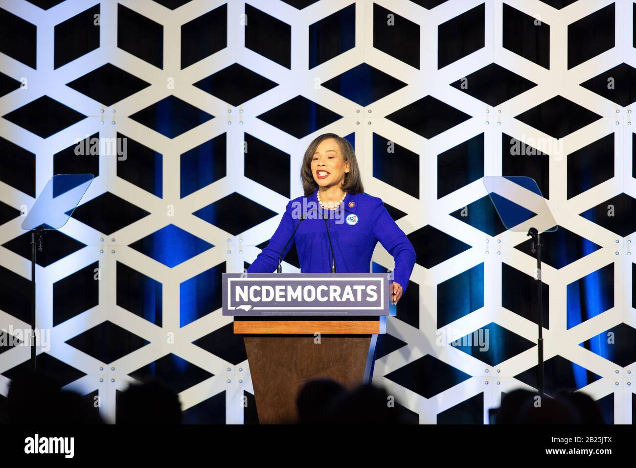 Charlotte, Stati Uniti. 29th Feb, 2020. Delaware Congresswoman, Lisa Blunt Rochester, parla al Blue NC Celebration all'Hilton Charlotte University Place Hotel il 29 febbraio 2020 a Charlotte, North Carolina. Credito: Il Photo Access/Alamy Live News Foto Stock