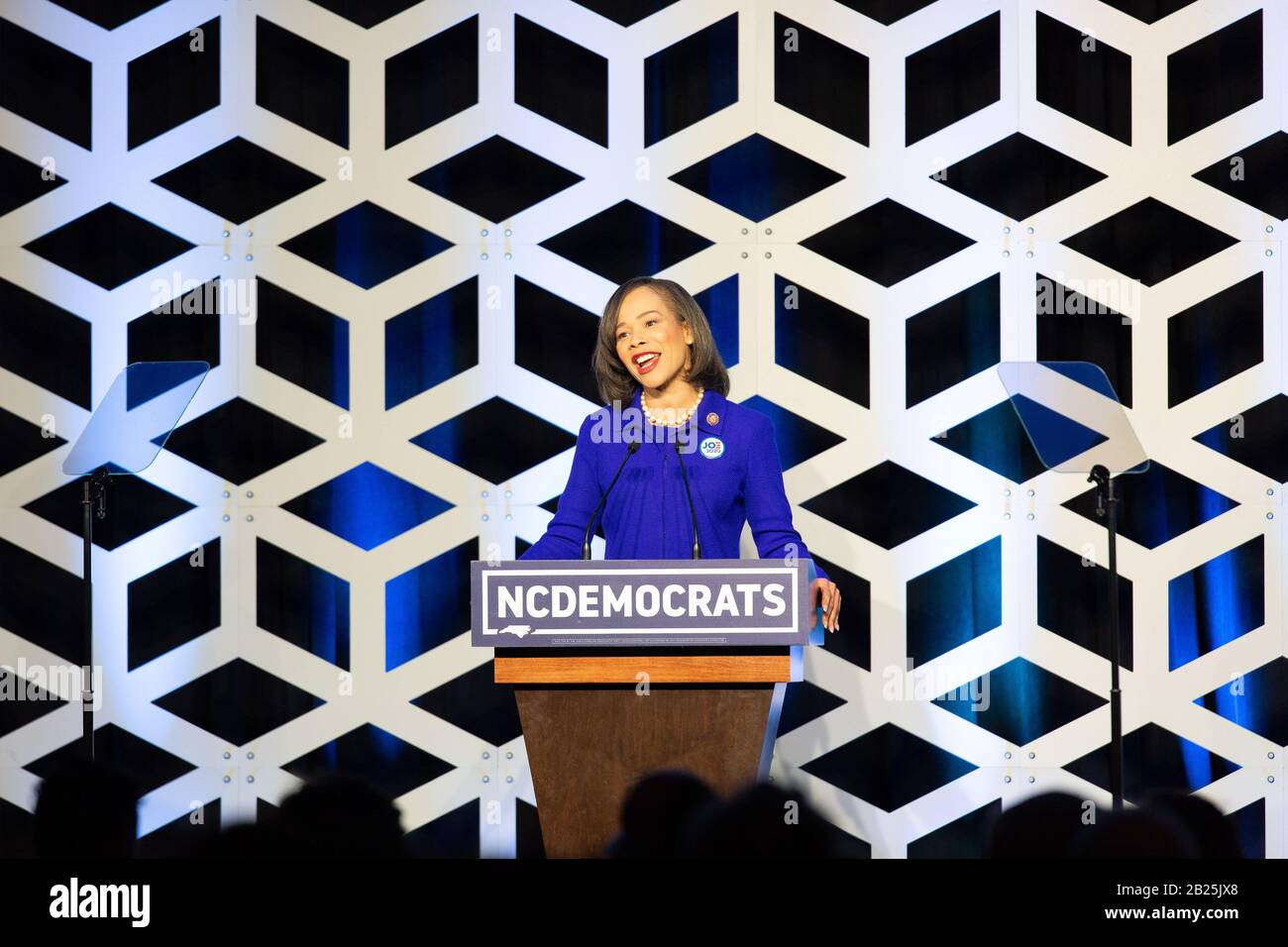 Charlotte, Stati Uniti. 29th Feb, 2020. Delaware Congresswoman, Lisa Blunt Rochester, parla al Blue NC Celebration all'Hilton Charlotte University Place Hotel il 29 febbraio 2020 a Charlotte, North Carolina. Credito: Il Photo Access/Alamy Live News Foto Stock