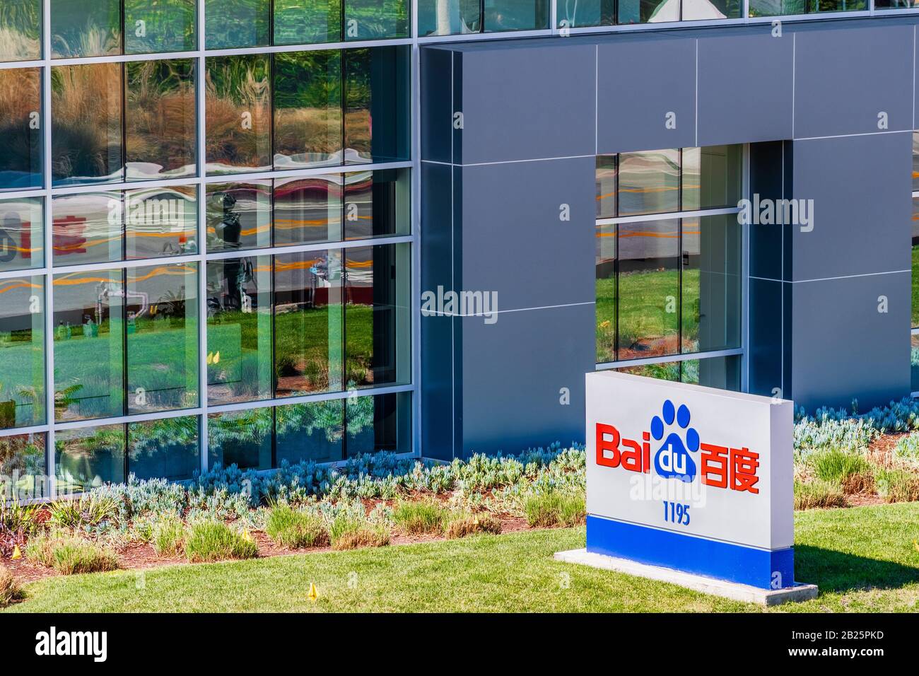 24 febbraio 2020 Sunnyvale / CA / USA - sede di Baidu a Silicon Valley; Baidu, Inc. È una società multinazionale cinese di tecnologia Foto Stock