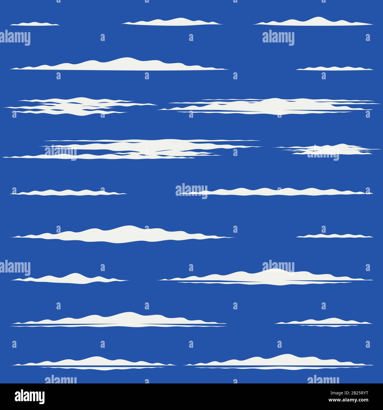 Raccolta di nubi cirrus wispy senza elementi di ombreggiatura. Illustrazione Vettoriale