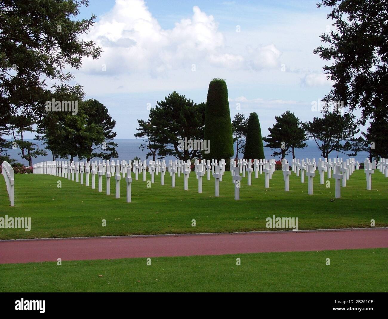 Parte del cimitero militare americano di Colleville, eretto in memoria dei caduti nella battaglia di Normandia nel 1944 Foto Stock