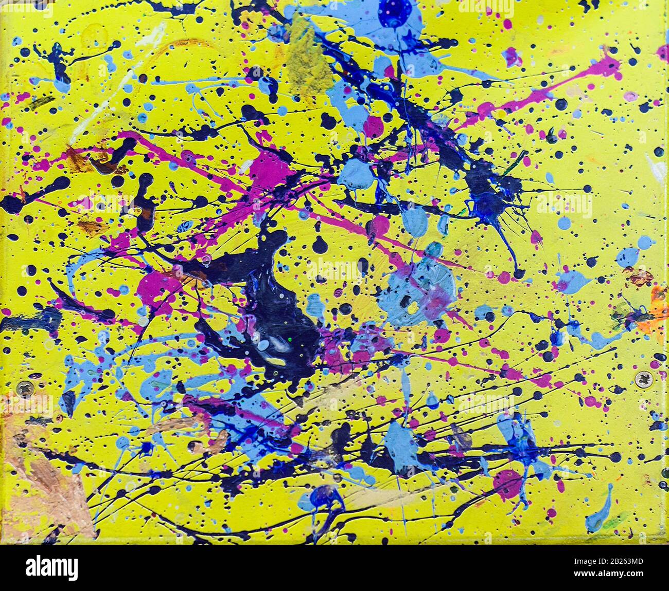 Disegnata a mano di pittura acrilica. L'arte astratta sfondo. Pittura Acrilica su tela di canapa. Colore e struttura. Frammento di opere d'arte. Pennellate di vernice. Ar moderno Foto Stock