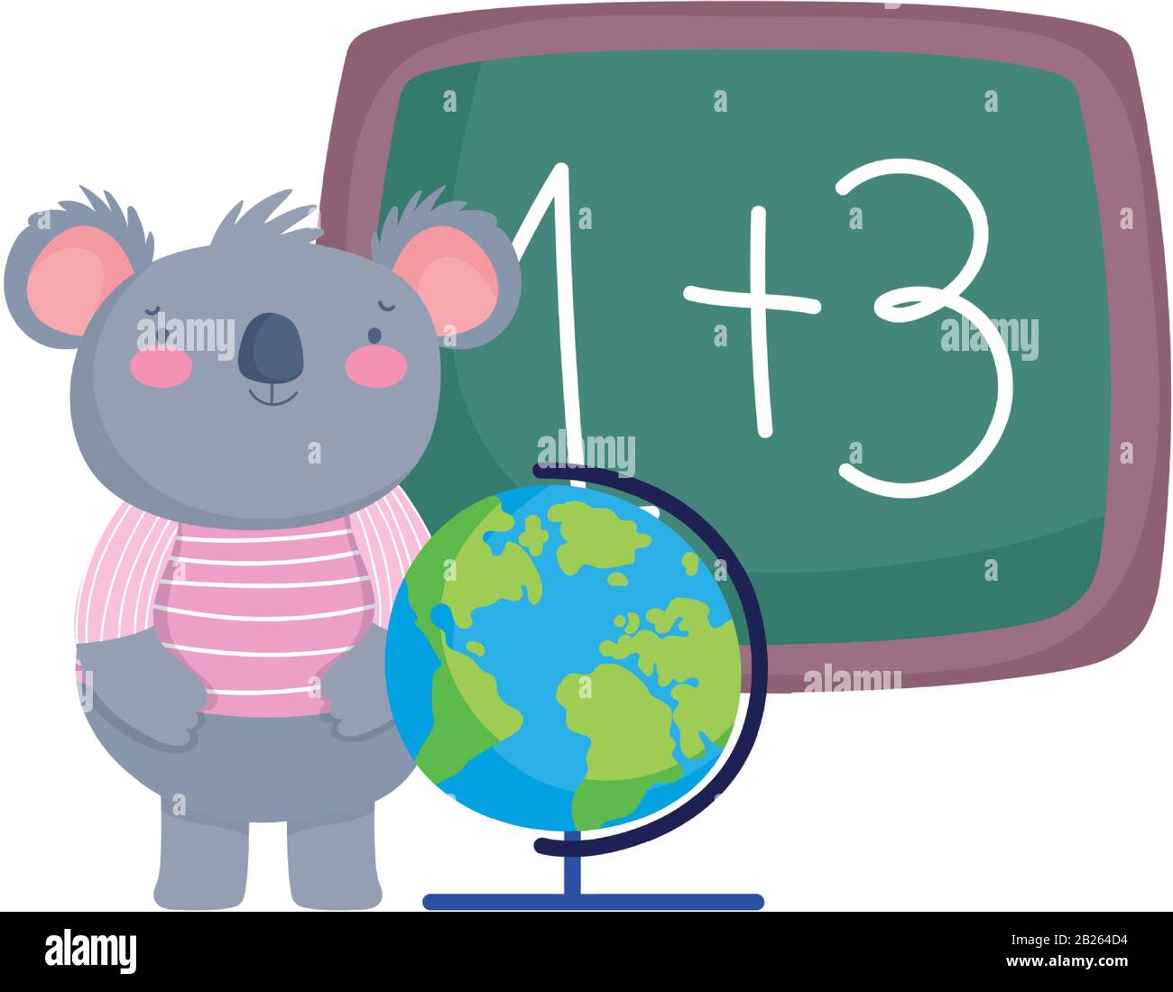torna a scuola, carino koala con lavagna mappamondo cartoon vettore  illustrazione Immagine e Vettoriale - Alamy