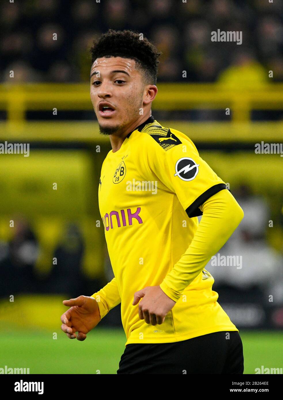 Signal Iduna Park Dortmund Germany, 14.2.2020, Football: Stagione tedesca della Bundesliga 2019/20 Matchday 22, Borussia Dortmund (BVB) vs. Eintracht Francoforte (SGE): Jadon Sancho (BVB)      DFL REGULS PROIBISCE QUALSIASI USO DI FOTOGRAFIE COME SEQUENZE DI IMMAGINI E/O QUASI-VIDEO Foto Stock