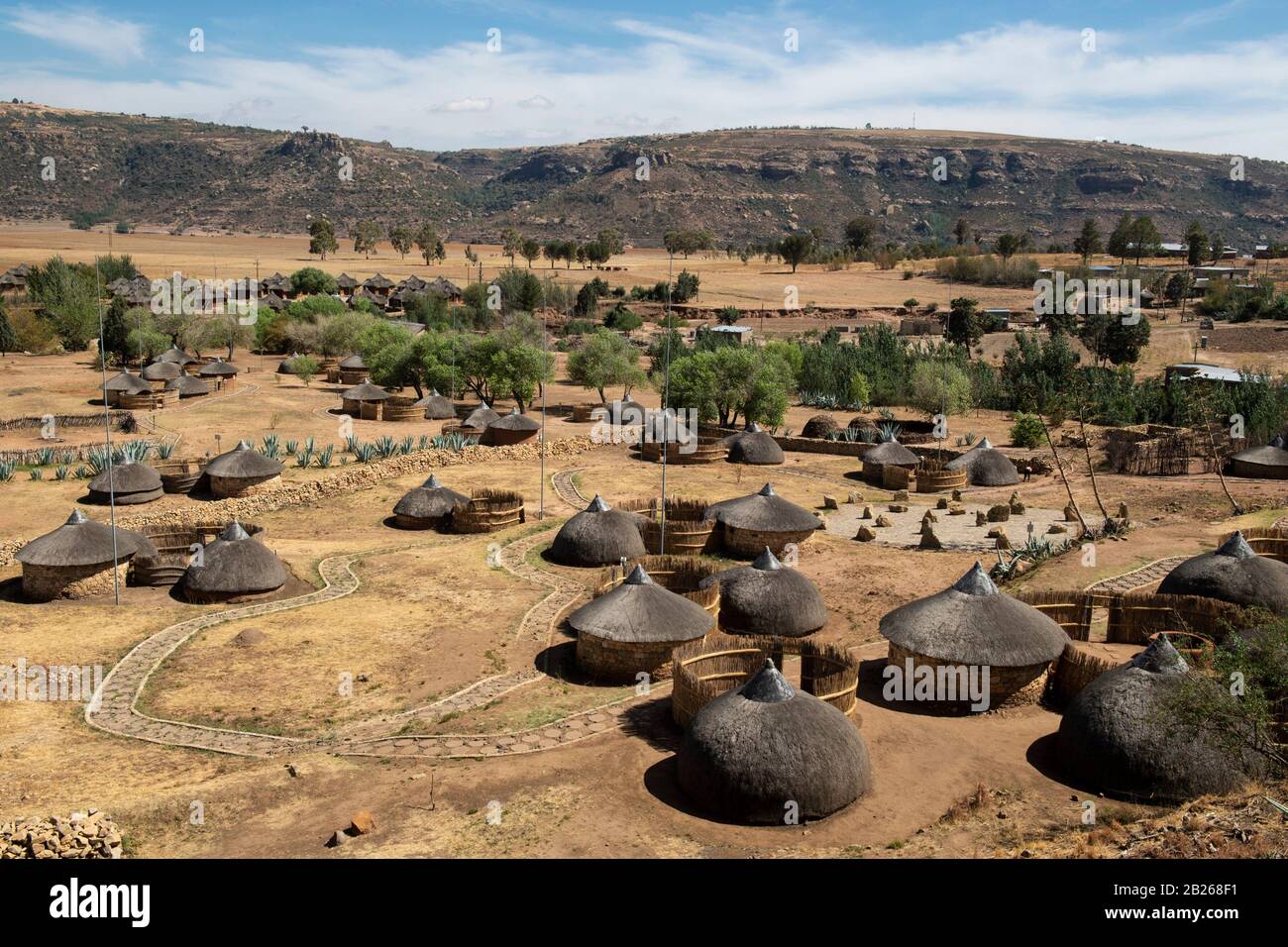 Thaba Bosiu Villaggio Culturale, Lesotho Foto Stock