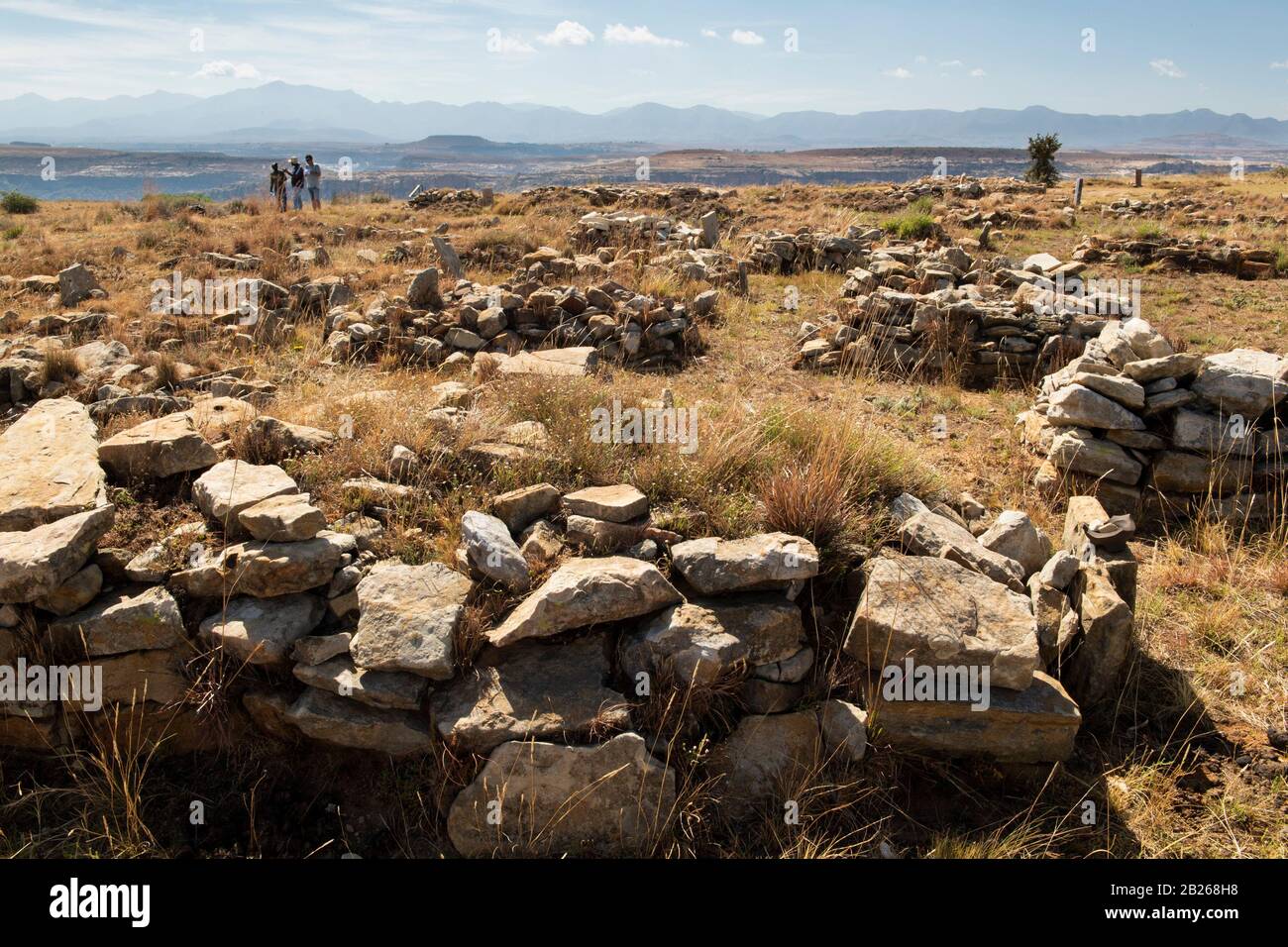 Cimitero reale, Thaba Bosiu, roccaforte di Moshoeshoe il Grande nel 1824, Lesotho Foto Stock