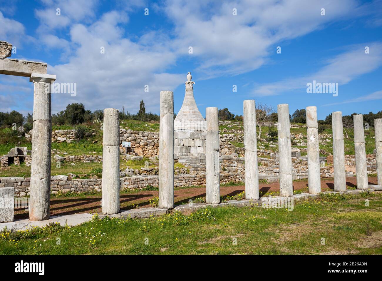 Colonne nell'antica città di Messina, Peloponneso, gennaio 2020 Foto Stock