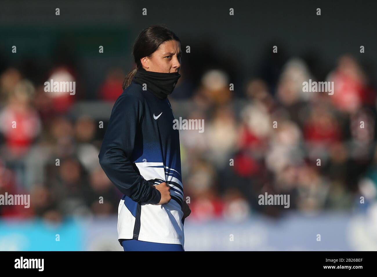 Sam Kerr di Chelsea durante l'Arsenal Women vs Chelsea Women, Barclays fa Women's Super League Football al Meadow Park il 19th gennaio 2020 Foto Stock