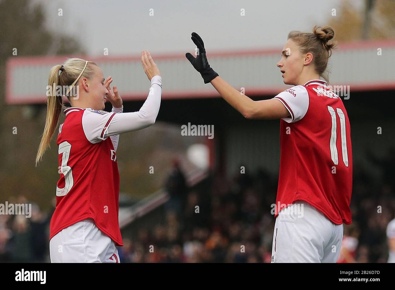 Vivianne Miedema di Arsenal segna il primo gol per il suo team e celebra durante l'Arsenal Donne vs Liverpool donne, Barclaycard FA DONNA Super Leagu Foto Stock