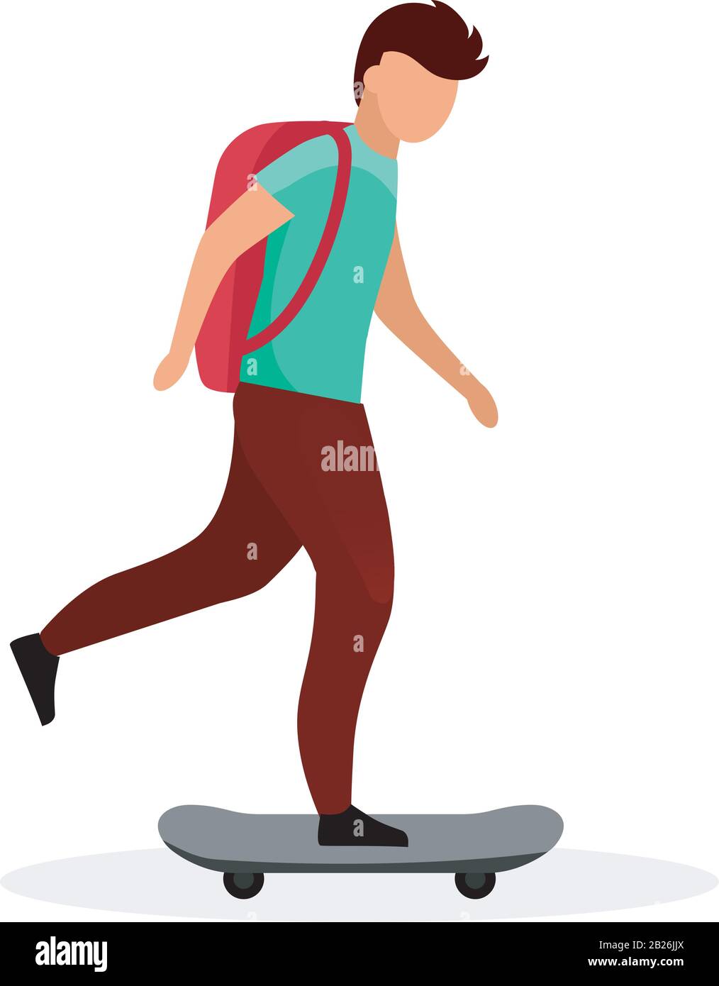 Schoolboy skateboard piatto vettore illustrazione. Skateboarder, skater.  Ragazzo adolescente con zaino in sella skate personaggio cartone animato  isolato su bianco Immagine e Vettoriale - Alamy